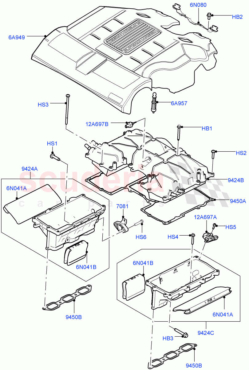 Inlet Manifold(Manifolds, Intercooler And Cover, Solihull Plant Build)(3.0L DOHC GDI SC V6 PETROL)((V)FROMEA000001) of Land Rover Land Rover Range Rover Sport (2014+) [3.0 DOHC GDI SC V6 Petrol]