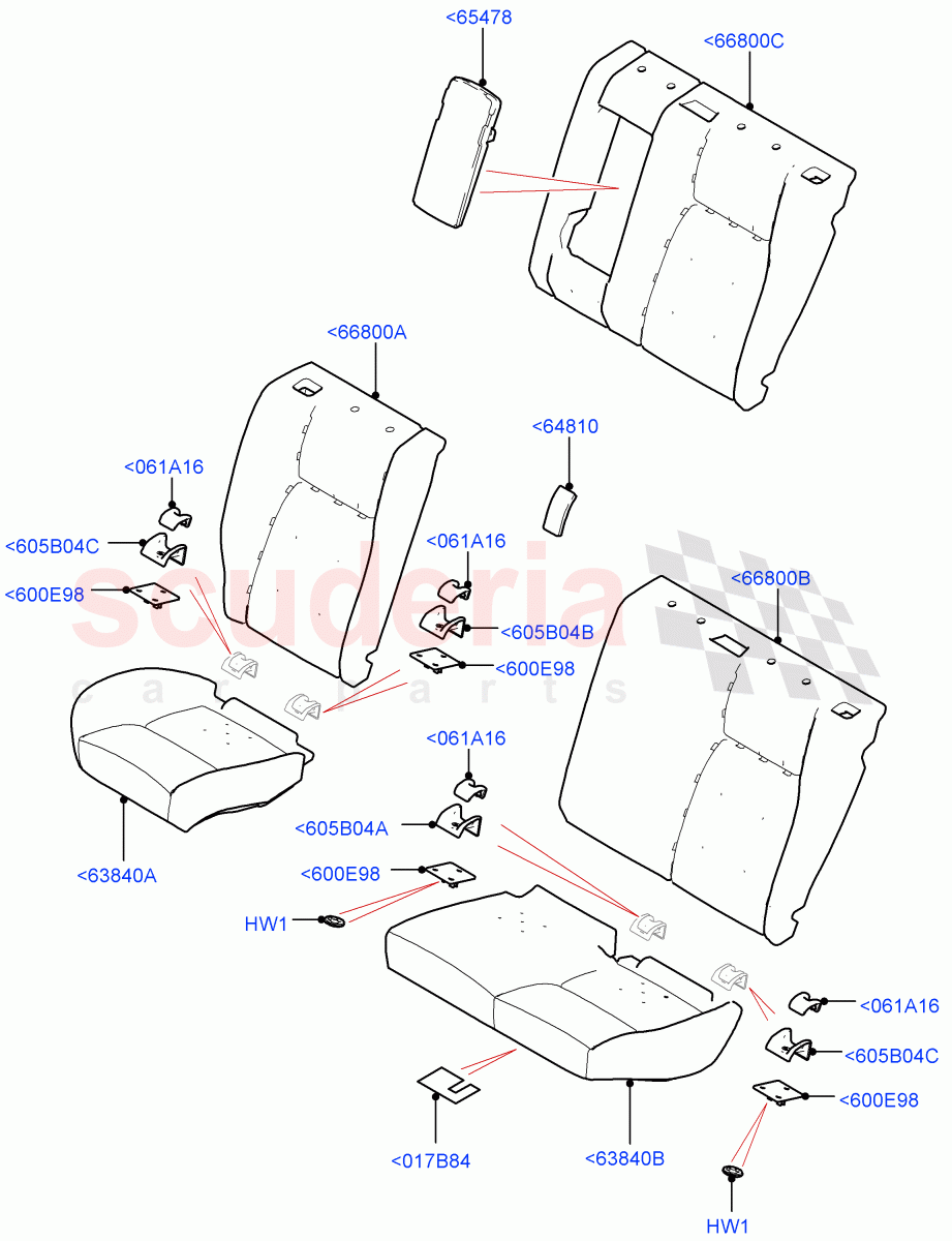 Rear Seat Pads/Valances & Heating(Halewood (UK),With 60/40 Split - Folding Rr Seat)((V)TONH999999) of Land Rover Land Rover Discovery Sport (2015+) [2.0 Turbo Petrol AJ200P]