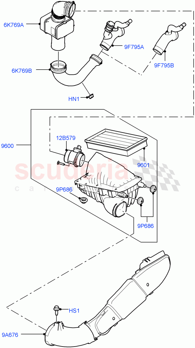 Air Cleaner(Solihull Plant Build)(3.0 V6 D Low MT ROW,3.0 V6 D Gen2 Mono Turbo)((V)FROMHA000001) of Land Rover Land Rover Discovery 5 (2017+) [3.0 Diesel 24V DOHC TC]