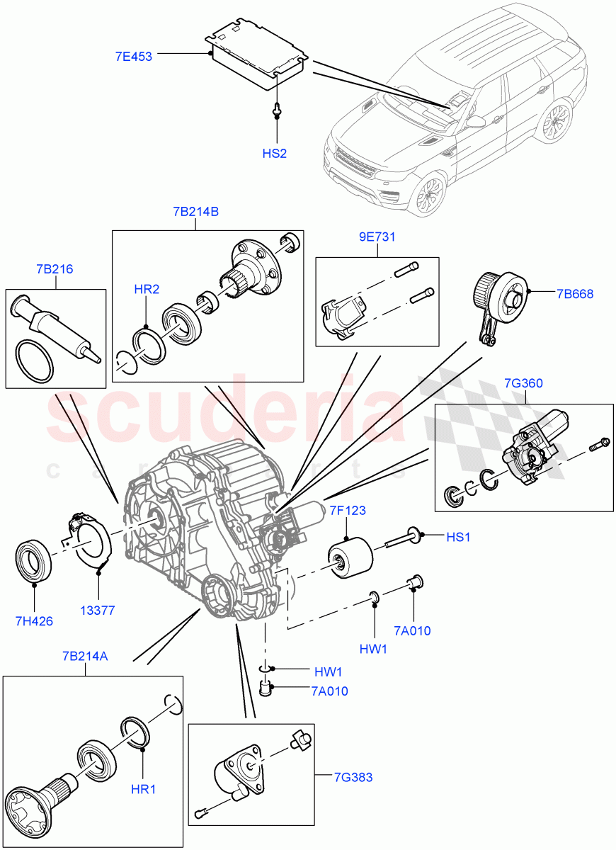 Transfer Drive Components (8 Speed Auto Trans ZF 8HP70 HEV 4WD, With 2 Spd Trans Case With Ctl Trac, 8 Speed Auto Trans ZF 8HP70 4WD, 8 Speed Auto Trans ZF 8HP45) ((V) TOGA999999) of Land Rover Land Rover Range Rover Sport (2014+) [5.0 OHC SGDI SC V8 Petrol]