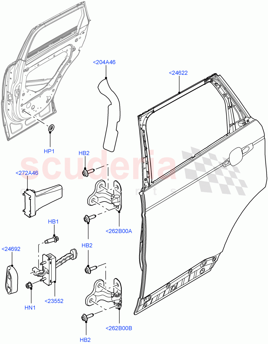 Rear Doors, Hinges & Weatherstrips (Door And Fixings) of Land Rover Land Rover Range Rover Sport (2014+) [4.4 DOHC Diesel V8 DITC]