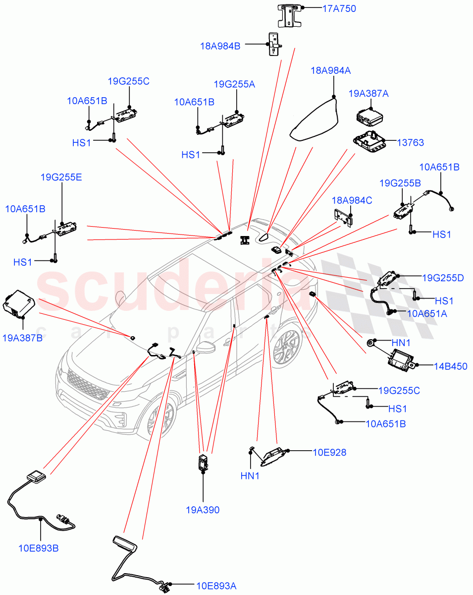 Aerial(Nitra Plant Build)((V)FROMK2000001) of Land Rover Land Rover Discovery 5 (2017+) [3.0 I6 Turbo Petrol AJ20P6]