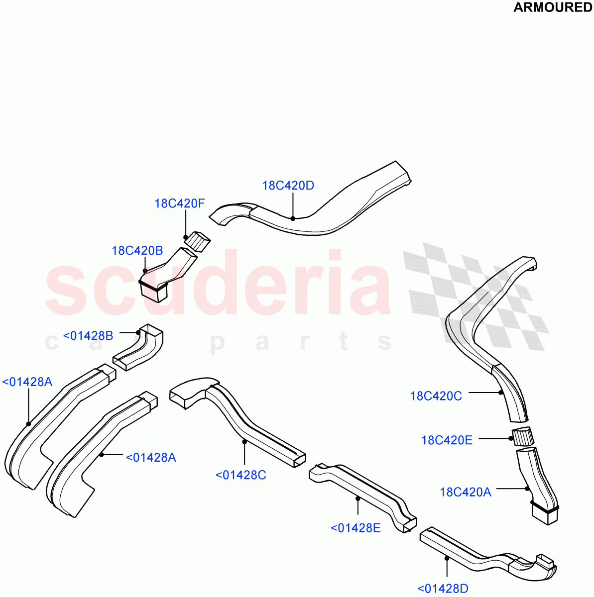 Air Vents, Louvres And Ducts(Headliner)(Armoured,Premium Air Con Hybrid Front/Rear,With Air Conditioning - Front/Rear)((V)FROMEA000001) of Land Rover Land Rover Range Rover (2012-2021) [4.4 DOHC Diesel V8 DITC]