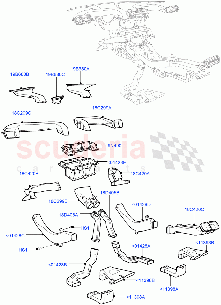 Air Vents, Louvres And Ducts(Internal Components)(Halewood (UK),Less Head Up Display) of Land Rover Land Rover Range Rover Evoque (2012-2018) [2.0 Turbo Petrol GTDI]