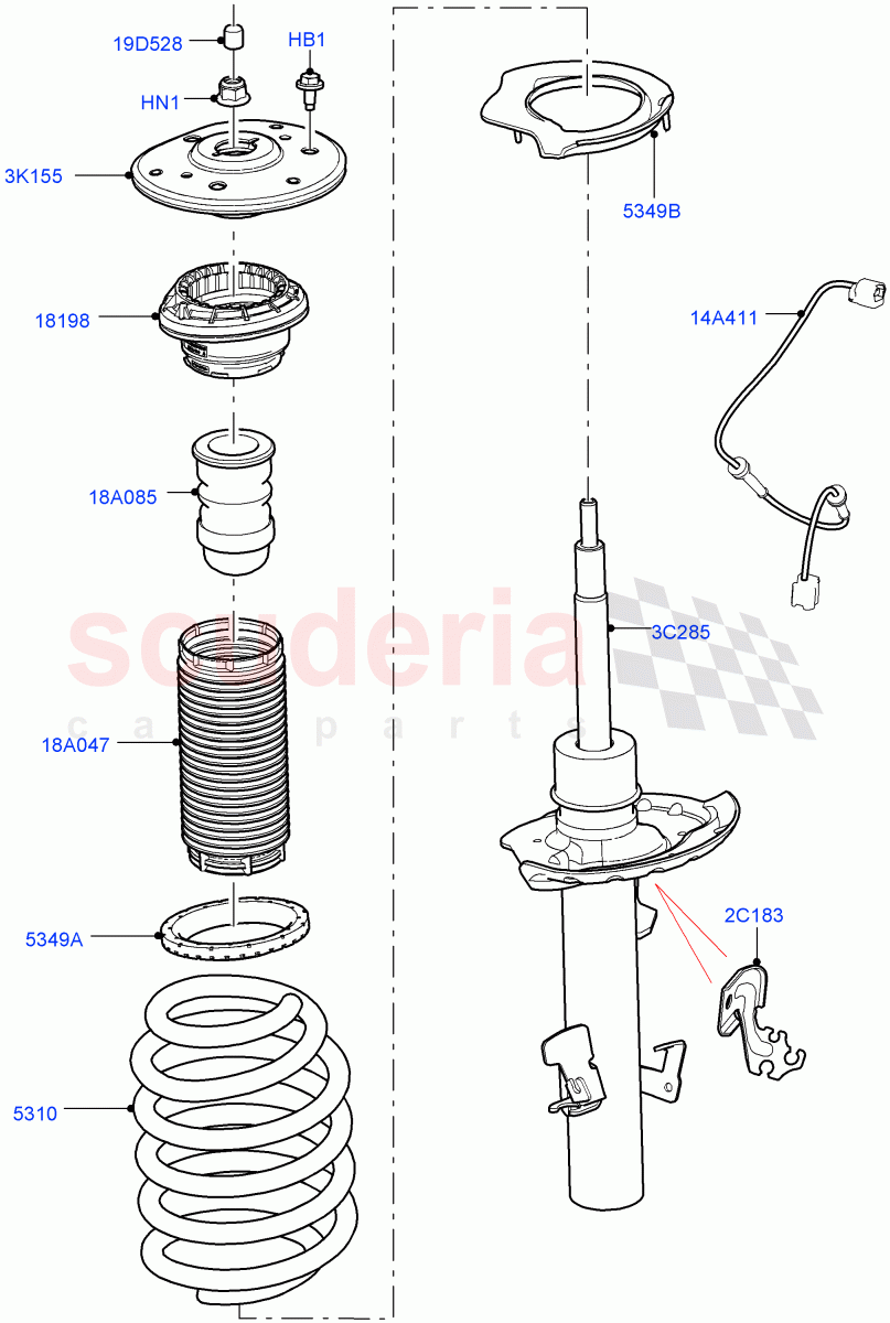Front Suspension Struts And Springs (Changsu (China)) ((V) FROMFG000001) of Land Rover Land Rover Discovery Sport (2015+) [2.0 Turbo Diesel AJ21D4]