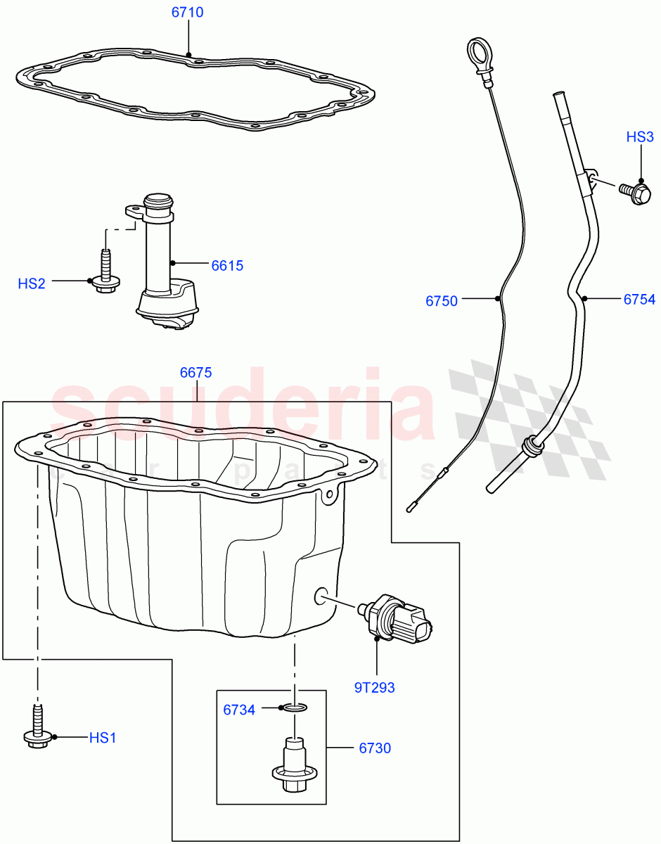 Oil Pan/Oil Level Indicator(Lion Diesel 2.7 V6 (140KW))((V)TO9A999999) of Land Rover Land Rover Range Rover Sport (2005-2009) [2.7 Diesel V6]