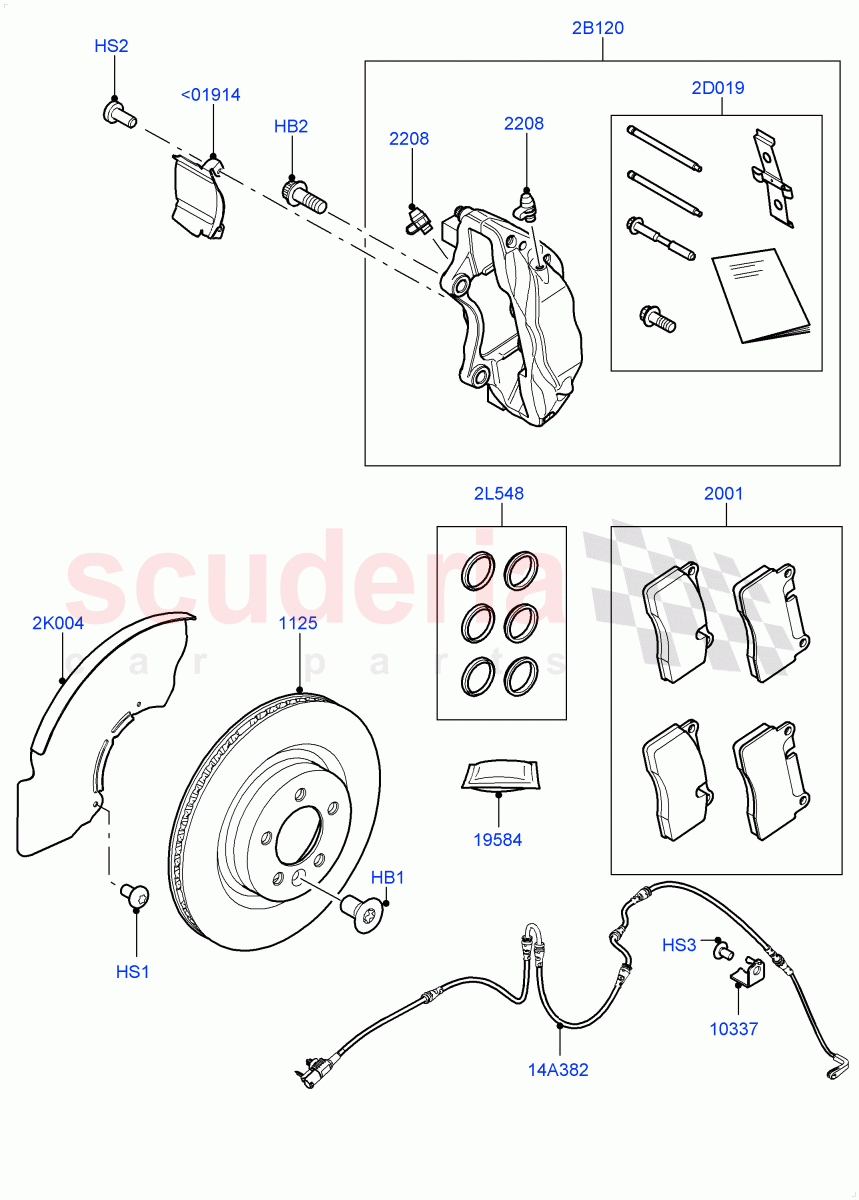 Front Brake Discs And Calipers(Front Disc And Caliper Size 19,Disc And Caliper Size-Frt 19/RR 19)((V)FROMJA000001) of Land Rover Land Rover Range Rover Sport (2014+) [3.0 I6 Turbo Petrol AJ20P6]