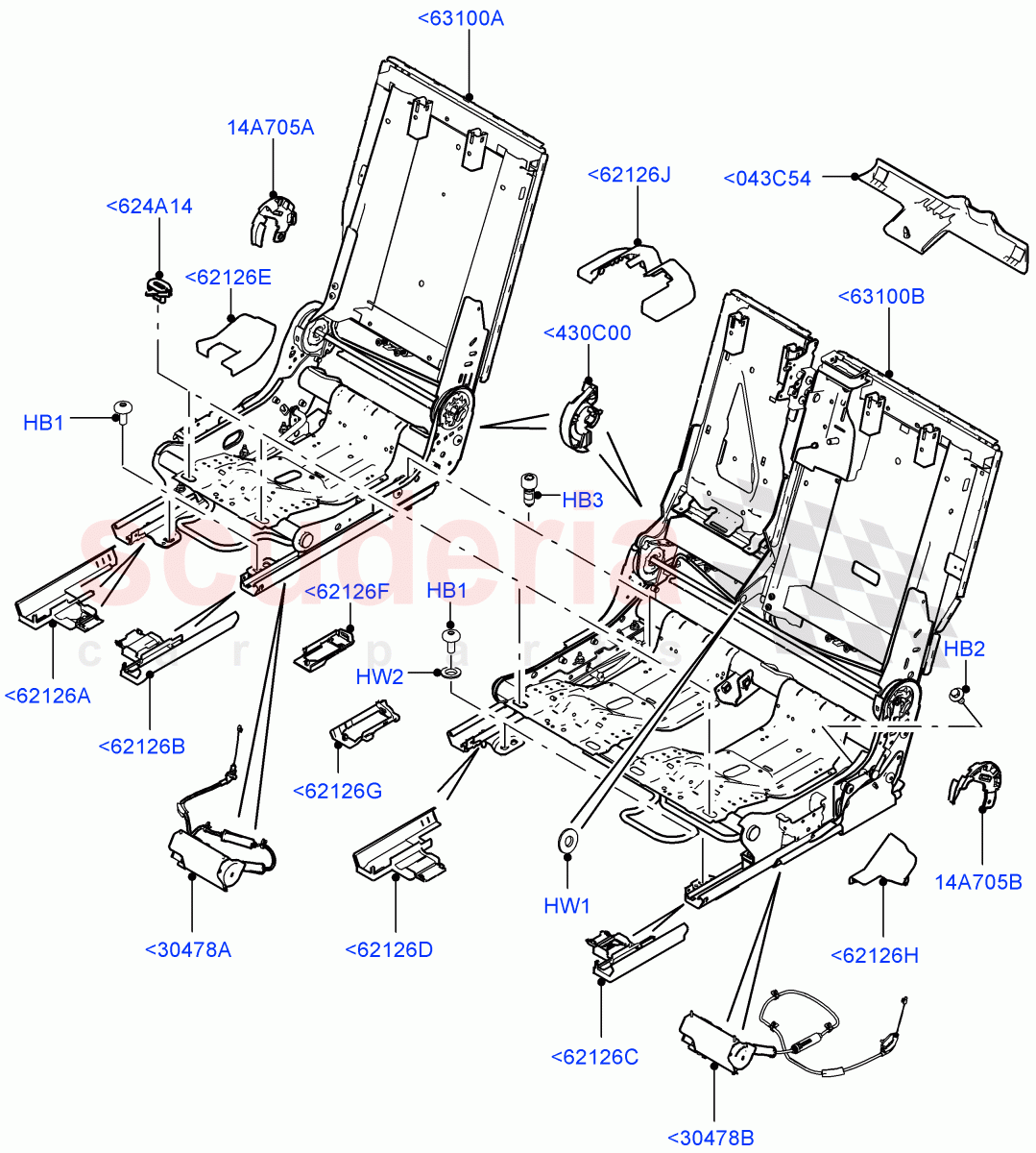 Rear Seat Base(Itatiaia (Brazil),60/40 Load Through With Slide)((V)FROMGT000001) of Land Rover Land Rover Discovery Sport (2015+) [1.5 I3 Turbo Petrol AJ20P3]