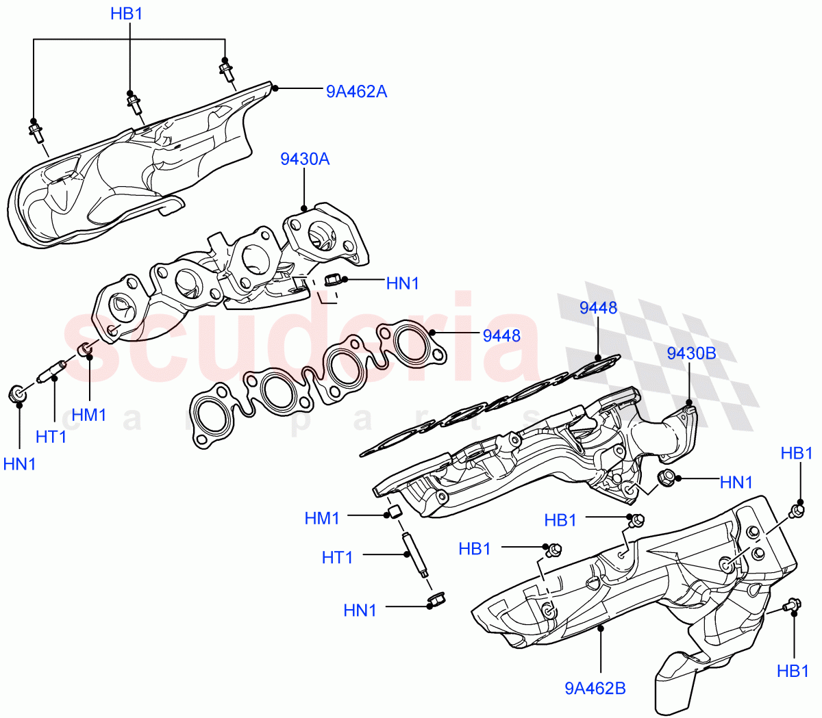 Exhaust Manifold(3.6L V8 32V DOHC EFi Diesel Lion)((V)FROMAA000001) of Land Rover Land Rover Range Rover Sport (2010-2013) [3.6 V8 32V DOHC EFI Diesel]