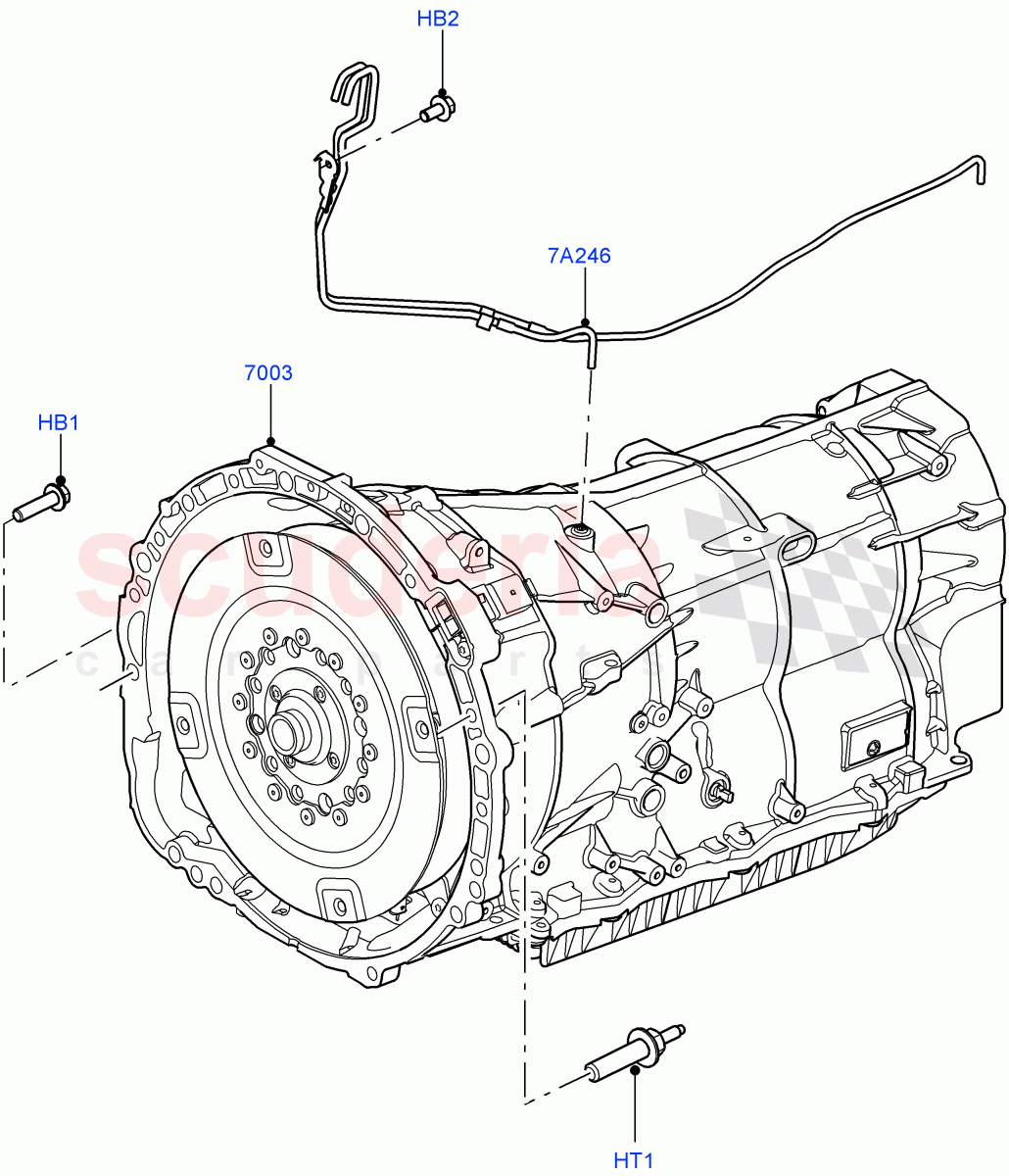 Auto Trans Assy & Speedometer Drive (3.0 V6 Diesel Electric Hybrid Eng, 8 Speed Auto Trans ZF 8HP70 HEV 4WD, 3.0 V6 D Gen2 Mono Turbo, 3.0 V6 D Gen2 Twin Turbo) ((V) FROMEA000001) of Land Rover Land Rover Range Rover Sport (2014+) [4.4 DOHC Diesel V8 DITC]