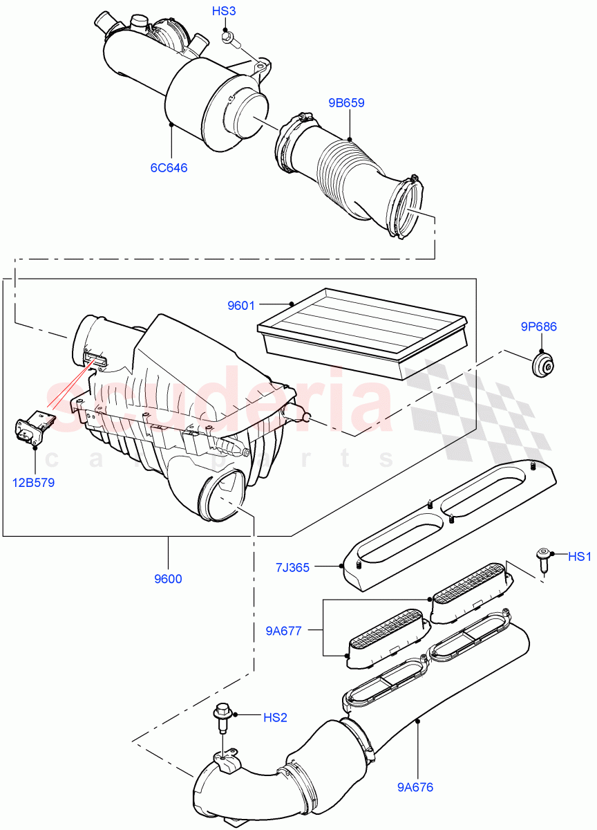 Air Cleaner(2.0L AJ200P Hi PHEV,2.0L I4 High DOHC AJ200 Petrol)((V)FROMJA000001) of Land Rover Land Rover Range Rover (2012-2021) [2.0 Turbo Petrol AJ200P]