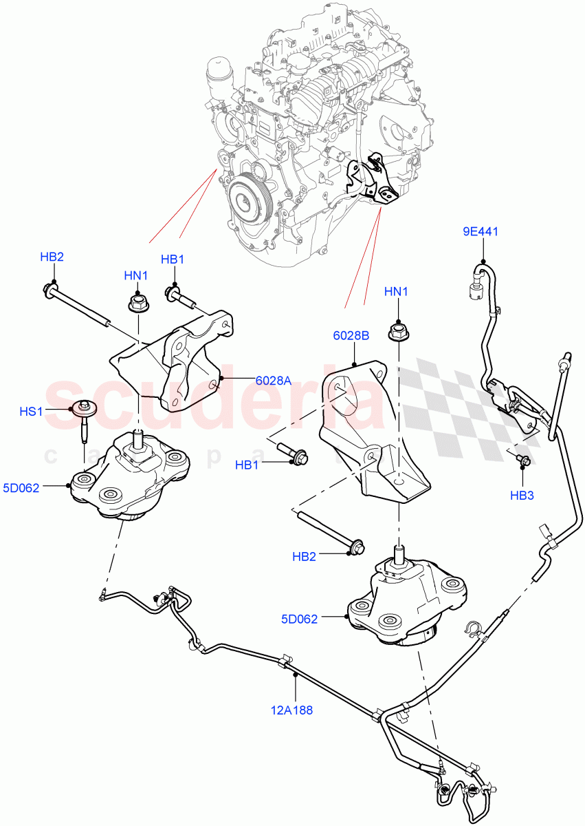 Engine Mounting (2.0L I4 DSL HIGH DOHC AJ200) ((V) FROMHA000001) of Land Rover Land Rover Range Rover Sport (2014+) [5.0 OHC SGDI SC V8 Petrol]