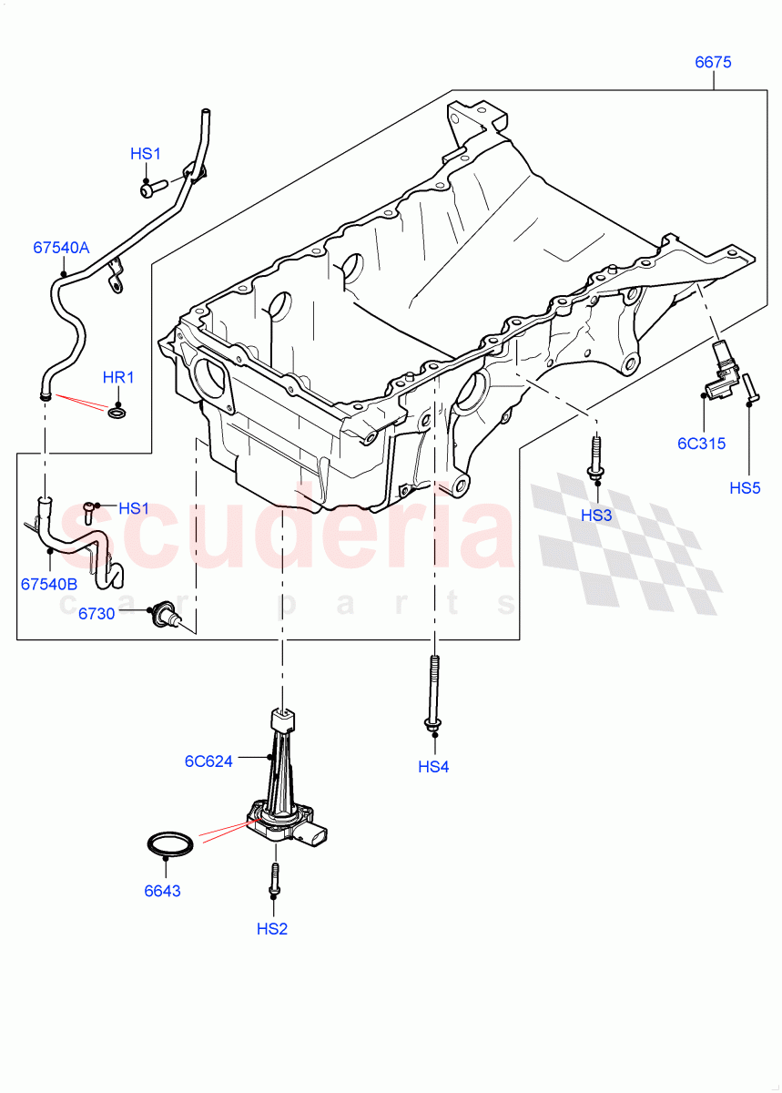 Oil Pan/Oil Level Indicator (5.0L P AJ133 DOHC CDA S/C Enhanced) ((V) FROMKA000001) of Land Rover Land Rover Range Rover Velar (2017+) [5.0 OHC SGDI SC V8 Petrol]