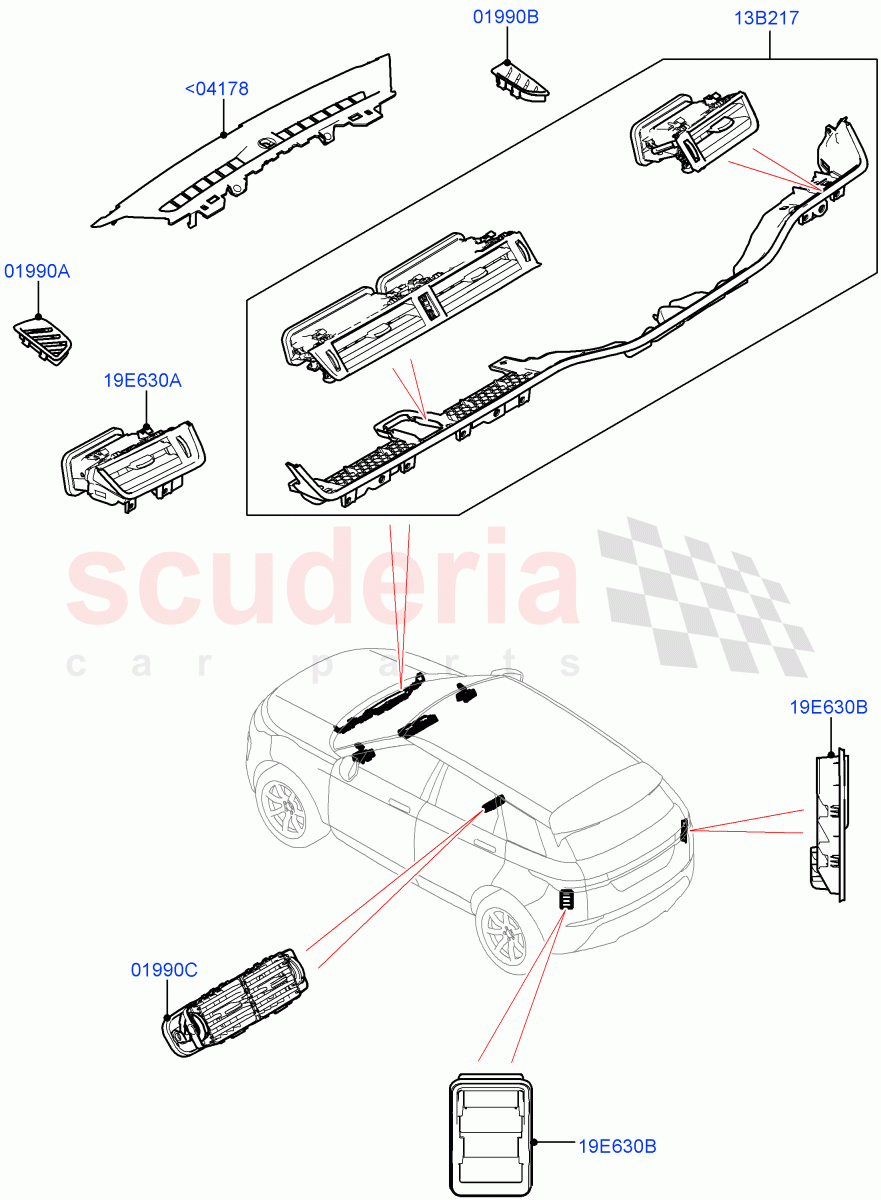 Air Vents, Louvres And Ducts (External Components) (Changsu (China)) of Land Rover Land Rover Range Rover Evoque (2019+) [2.0 Turbo Diesel AJ21D4]