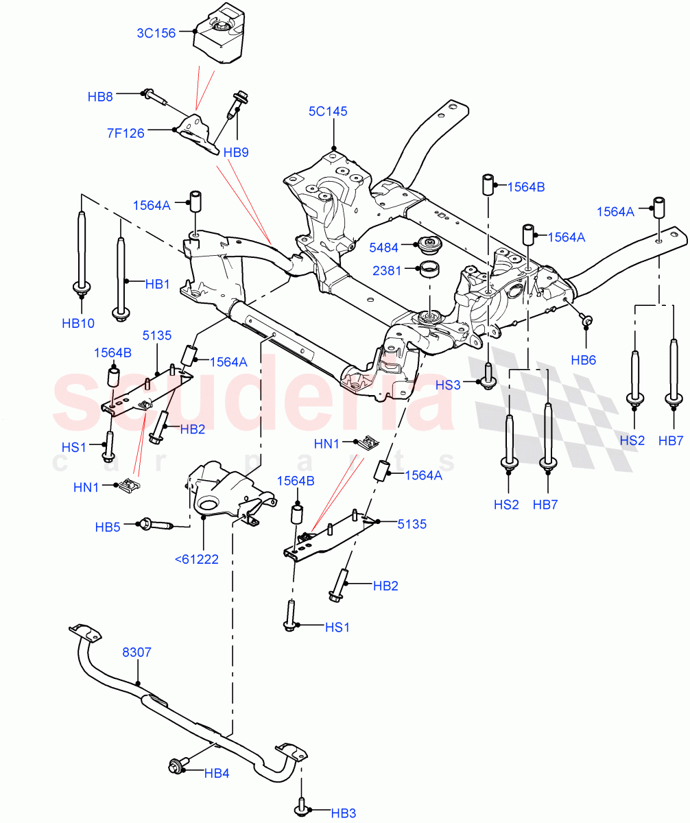 Front Cross Member & Stabilizer Bar(Crossmember)((V)FROMJA000001) of Land Rover Land Rover Range Rover (2012-2021) [3.0 I6 Turbo Diesel AJ20D6]