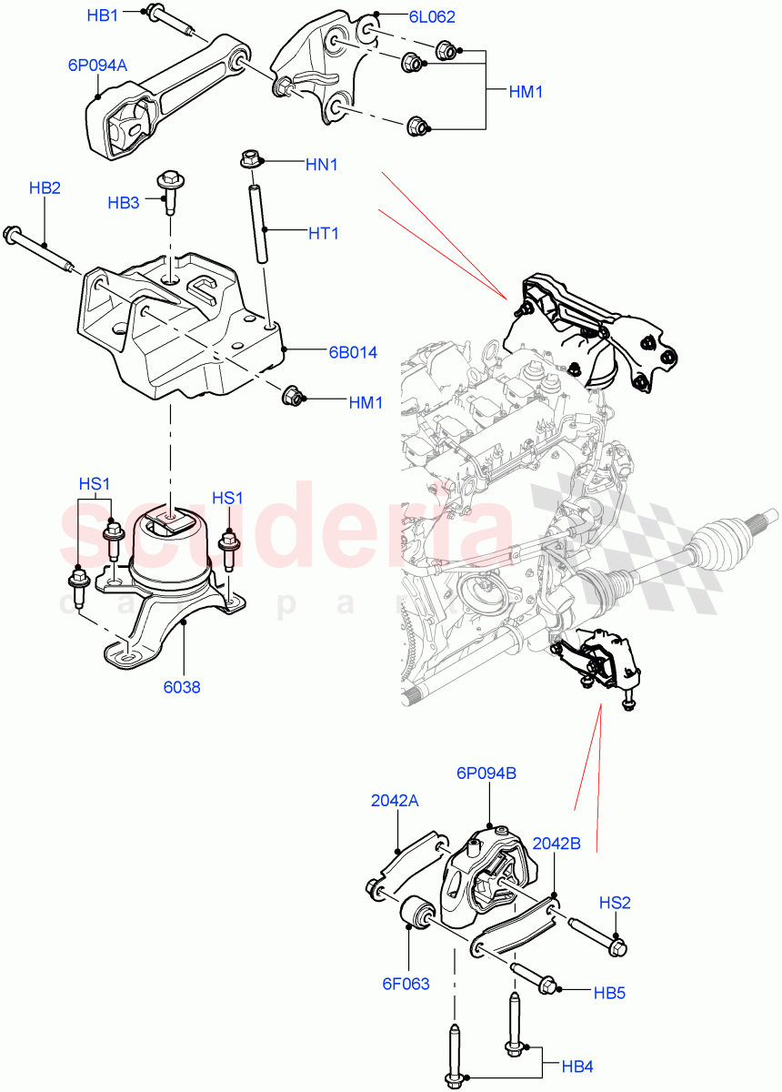 Engine Mounting(2.0L 16V TIVCT T/C 240PS Petrol,Itatiaia (Brazil),2.0L 16V TIVCT T/C Gen2 Petrol)((V)FROMGT000001) of Land Rover Land Rover Discovery Sport (2015+) [2.0 Turbo Diesel AJ21D4]