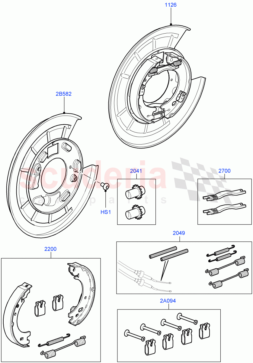 Parking Brake(Brake Shoes)((V)TO9A999999) of Land Rover Land Rover Range Rover Sport (2005-2009) [3.6 V8 32V DOHC EFI Diesel]