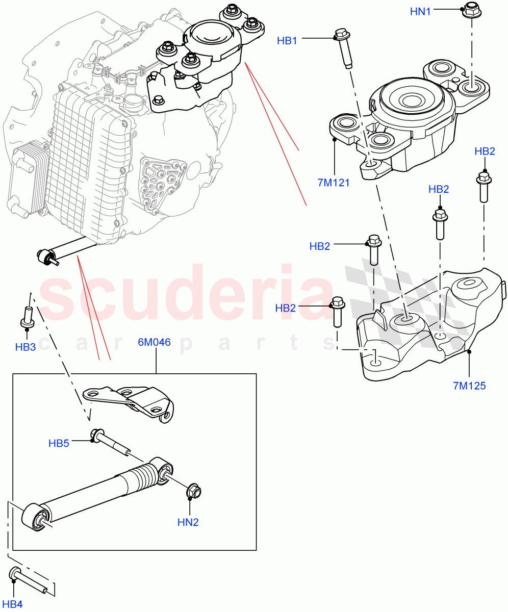 Transmission Mounting(2.0L I4 Mid DOHC AJ200 Petrol,Itatiaia (Brazil),2.0L I4 Mid AJ200 Petrol E100)((V)FROMJT000001) of Land Rover Land Rover Discovery Sport (2015+) [2.0 Turbo Diesel AJ21D4]