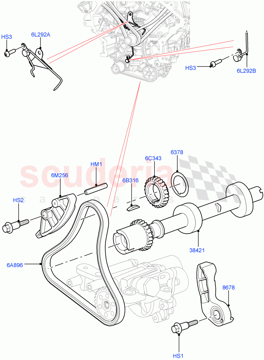 Timing Gear (Auxiliary Drive) (5.0L P AJ133 DOHC CDA S/C Enhanced) ((V) FROMKA000001) of Land Rover Land Rover Range Rover Velar (2017+) [5.0 OHC SGDI SC V8 Petrol]