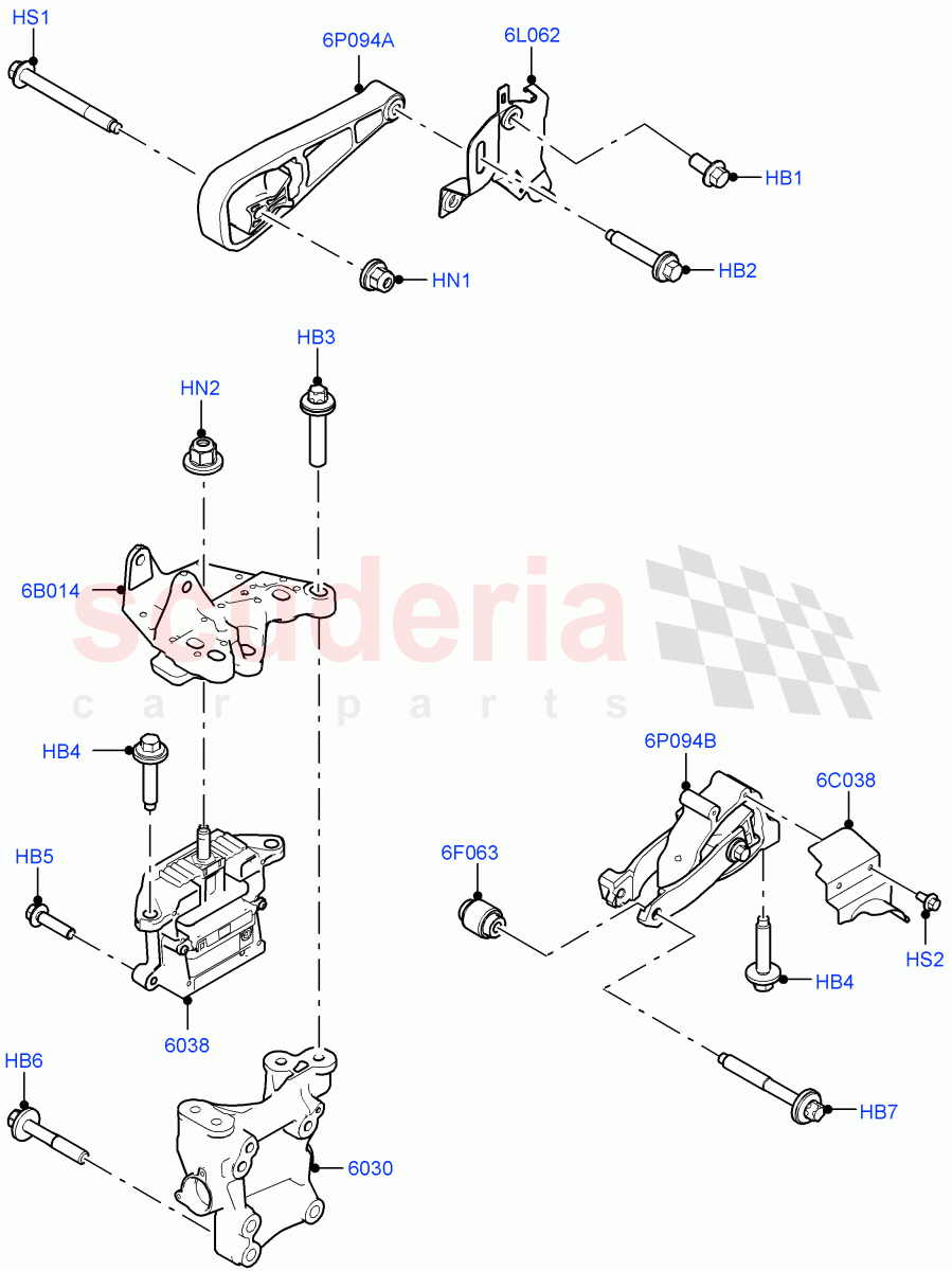 Engine Mounting(2.0L AJ20P4 Petrol E100 PTA,Itatiaia (Brazil))((V)FROMLT000001) of Land Rover Land Rover Discovery Sport (2015+) [2.0 Turbo Petrol GTDI]