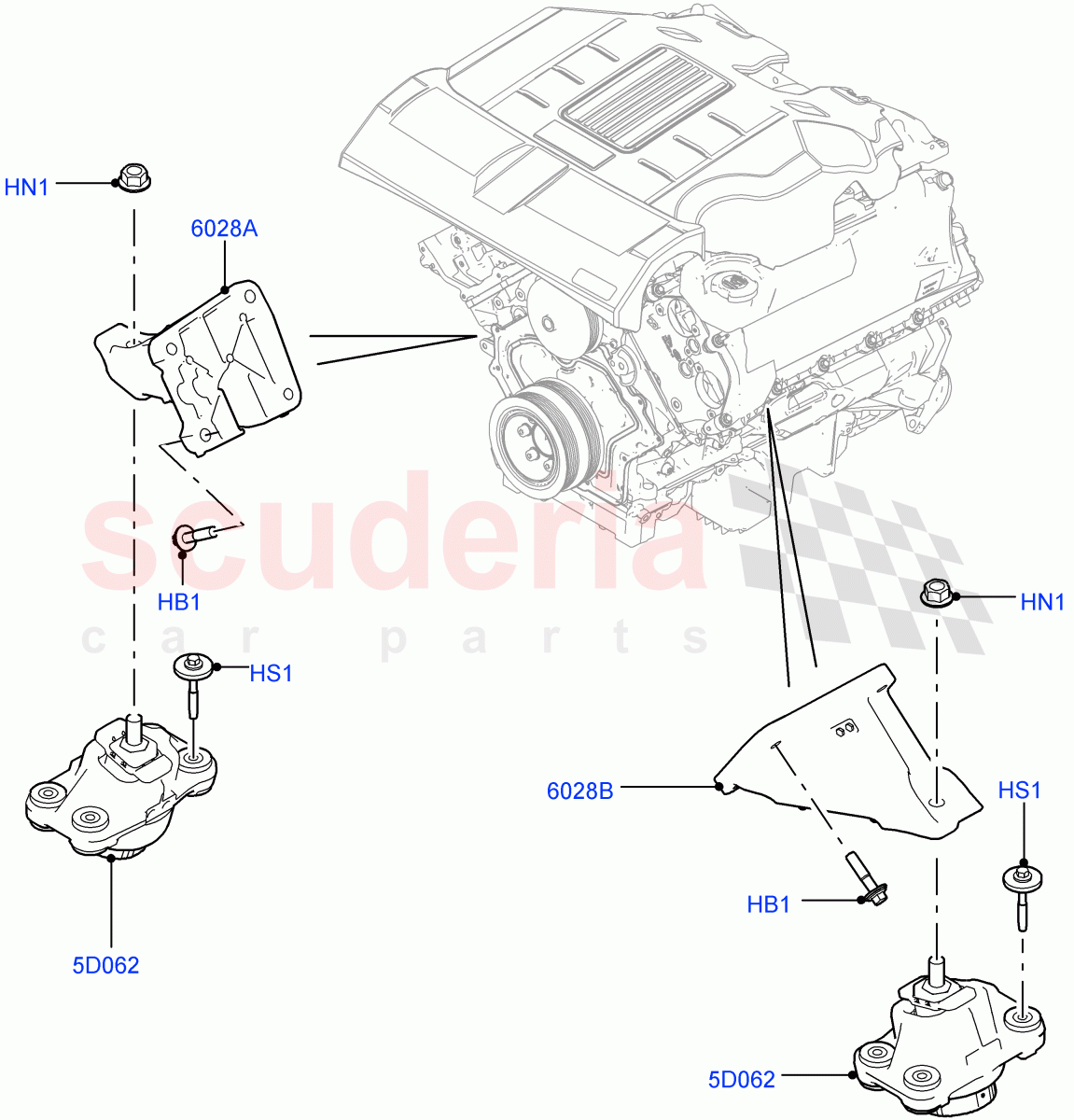 Engine Mounting(5.0L OHC SGDI NA V8 Petrol - AJ133,3.0L DOHC GDI SC V6 PETROL,5.0L OHC SGDI SC V8 Petrol - AJ133,5.0L P AJ133 DOHC CDA S/C Enhanced,5.0 Petrol AJ133 DOHC CDA) of Land Rover Land Rover Range Rover (2012-2021) [3.0 I6 Turbo Petrol AJ20P6]