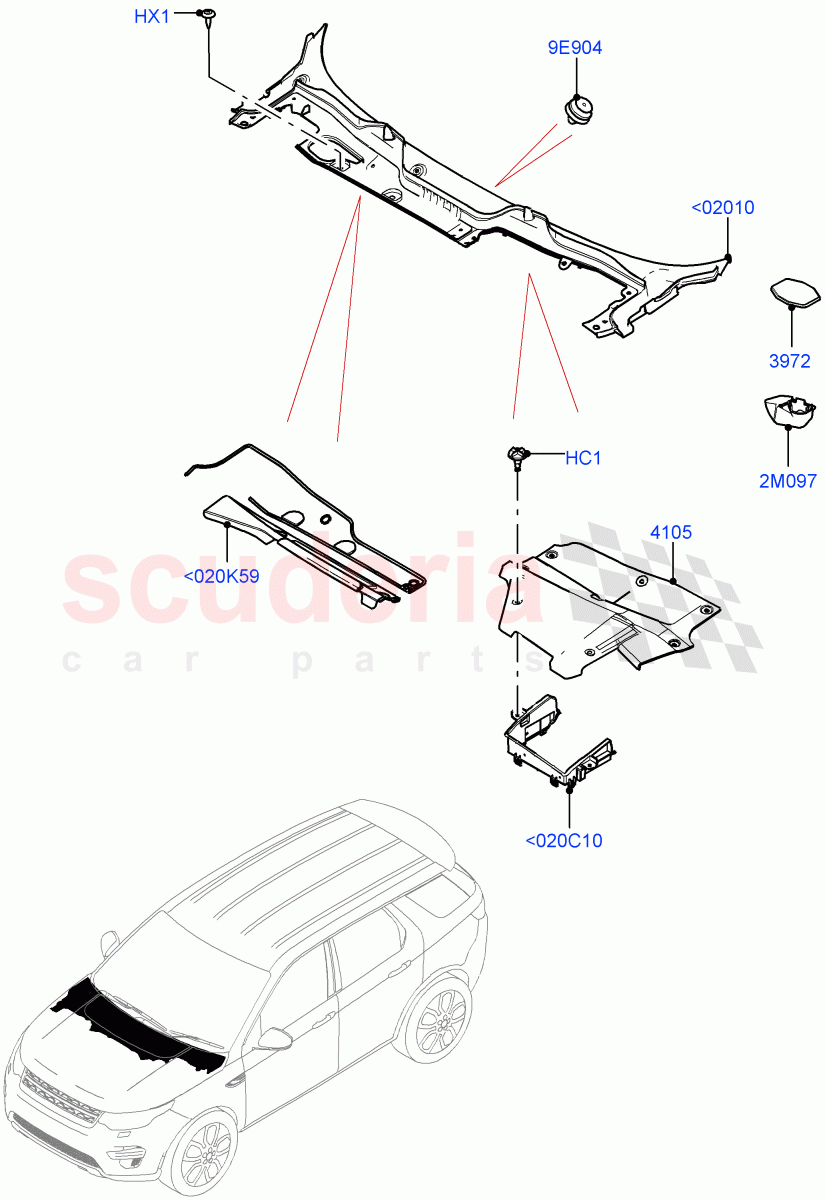 Cowl/Panel And Related Parts(Halewood (UK))((V)FROMLH000001) of Land Rover Land Rover Discovery Sport (2015+) [2.2 Single Turbo Diesel]