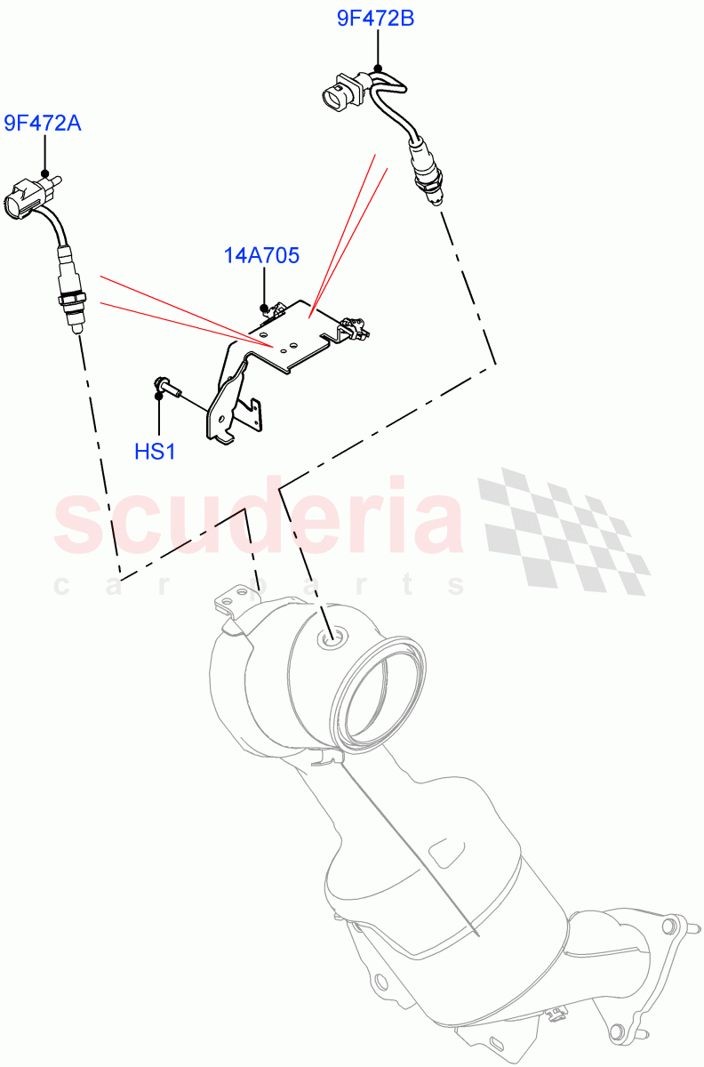 Exhaust Sensors And Modules(2.0L AJ20P4 Petrol E100 PTA,Proconve L6 Emissions,Itatiaia (Brazil))((V)FROMLT000001) of Land Rover Land Rover Discovery Sport (2015+) [2.0 Turbo Petrol AJ200P]