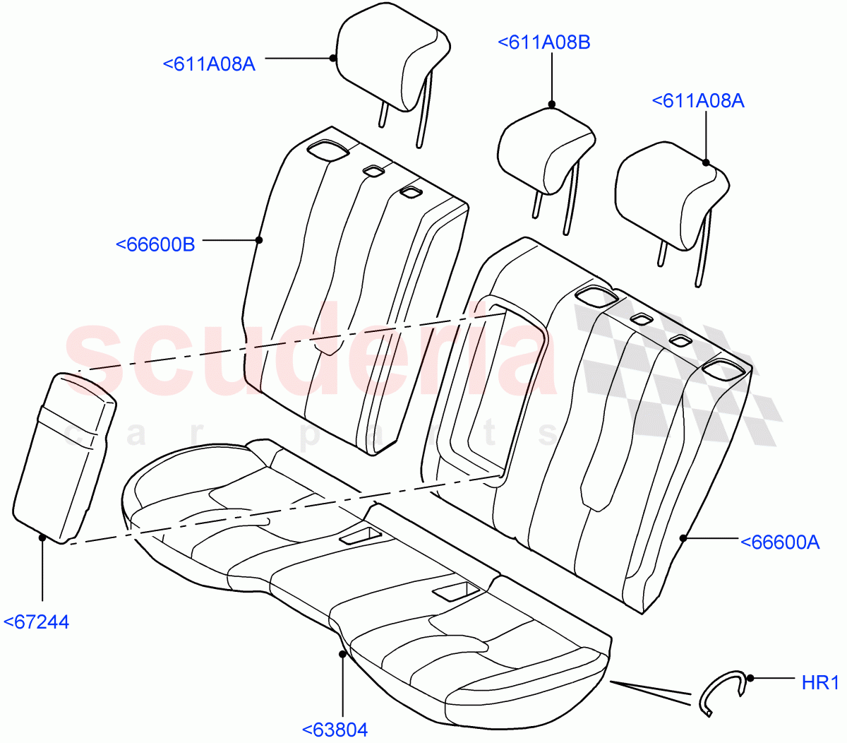 Rear Seat Covers(Windsor Leather Perforated,Itatiaia (Brazil),2nd Row Seat 60/40 (3 P) - Folding)((V)FROMGT000001) of Land Rover Land Rover Range Rover Evoque (2012-2018) [2.0 Turbo Petrol GTDI]