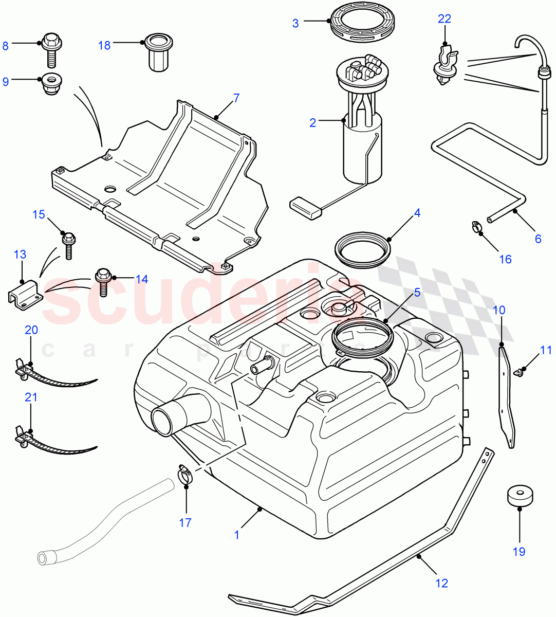 Fuel Tank & Related Parts ((V) FROM7A000001, (V) TOBA999999) of Land Rover Land Rover Defender (2007-2016)