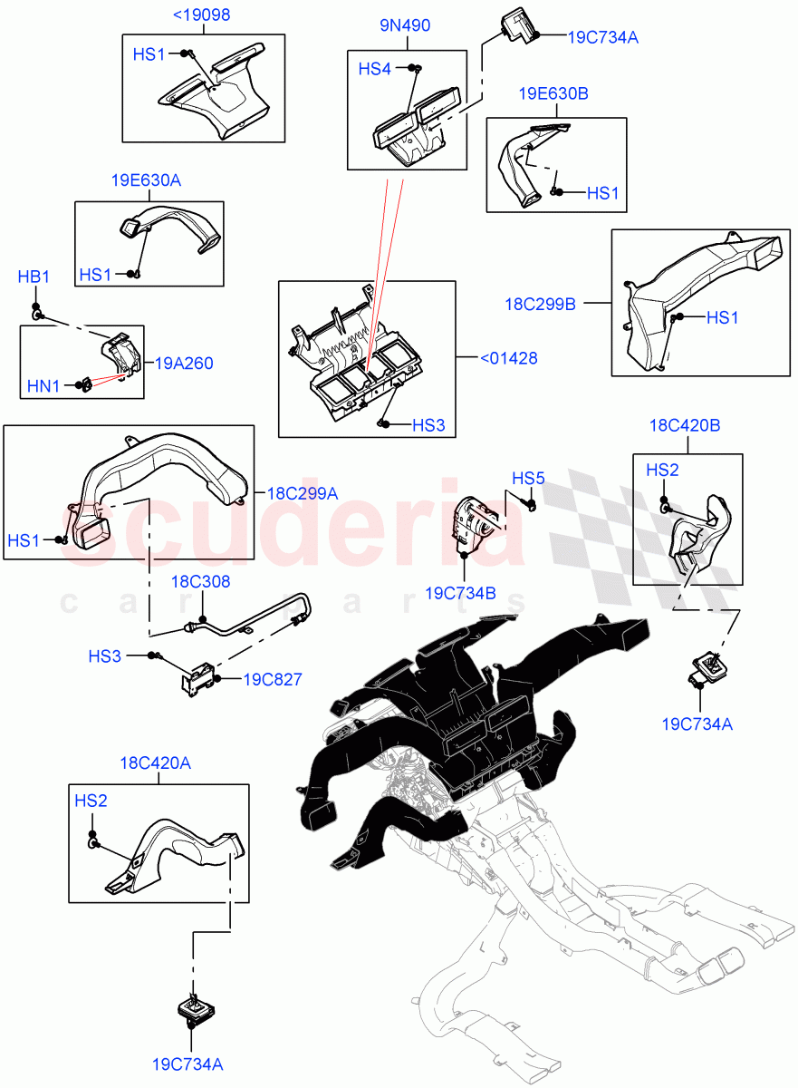 Air Vents, Louvres And Ducts (Internal Components, 1st Row) (Halewood (UK)) ((V) FROMLH000001) of Land Rover Land Rover Discovery Sport (2015+) [1.5 I3 Turbo Petrol AJ20P3]