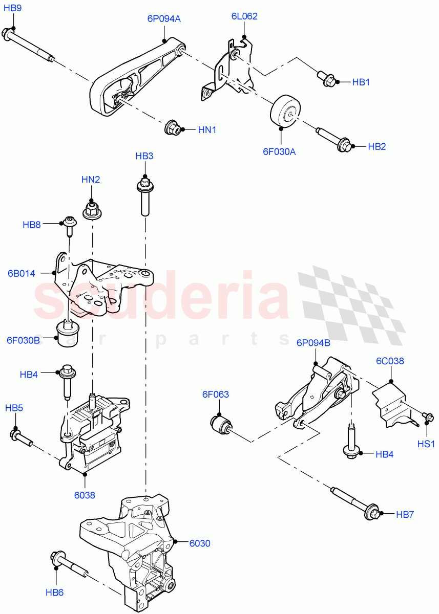 Engine Mounting(1.5L AJ20P3 Petrol High,Changsu (China),1.5L AJ20P3 Petrol High PHEV) of Land Rover Land Rover Range Rover Evoque (2019+) [2.0 Turbo Diesel]