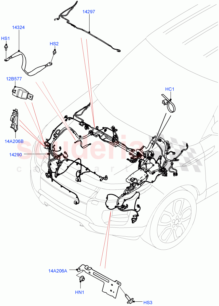 Electrical Wiring - Engine And Dash (Engine Compartment) (Halewood (UK)) ((V) FROMGH000001) of Land Rover Land Rover Range Rover Evoque (2012-2018) [2.0 Turbo Diesel]