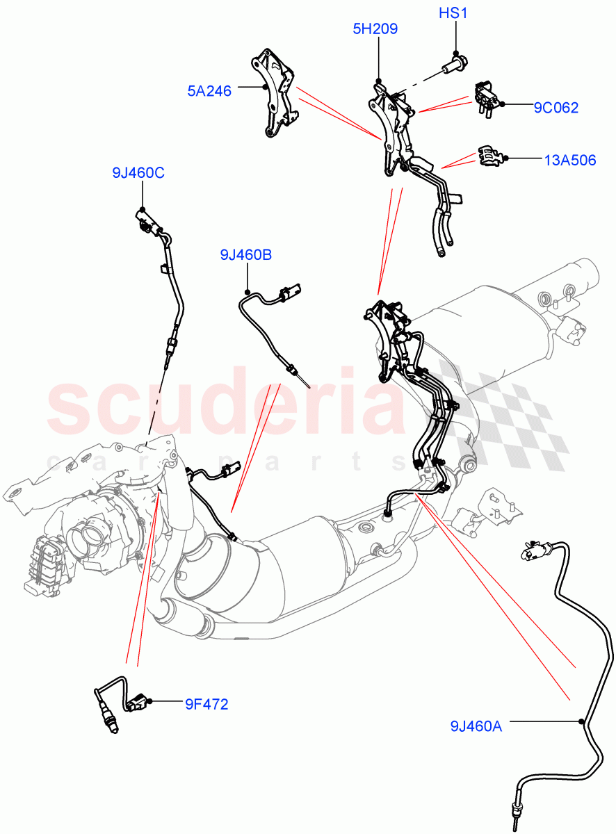 Exhaust Sensors And Modules(Nitra Plant Build)(3.0 V6 Diesel,Proconve L6 Emissions,Stage V Plus DPF,Japanese Emission + DPF)((V)FROMK2000001) of Land Rover Land Rover Discovery 5 (2017+) [3.0 Diesel 24V DOHC TC]