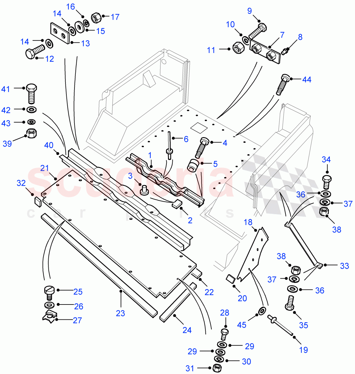 Rear Body Lower - Mountings (Crew Cab Pick Up, 110" Wheelbase, Station Wagon Utility - 5 Door, Station Wagon - 5 Door) ((V) FROM7A000001) of Land Rover Land Rover Defender (2007-2016)