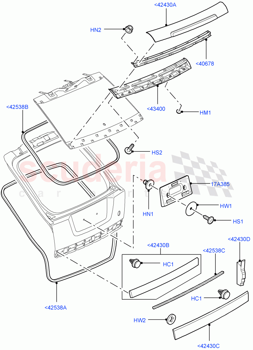 Luggage Compartment Door (Finisher And Seals) ((V) TO9A999999) of Land Rover Land Rover Range Rover Sport (2005-2009) [4.2 Petrol V8 Supercharged]