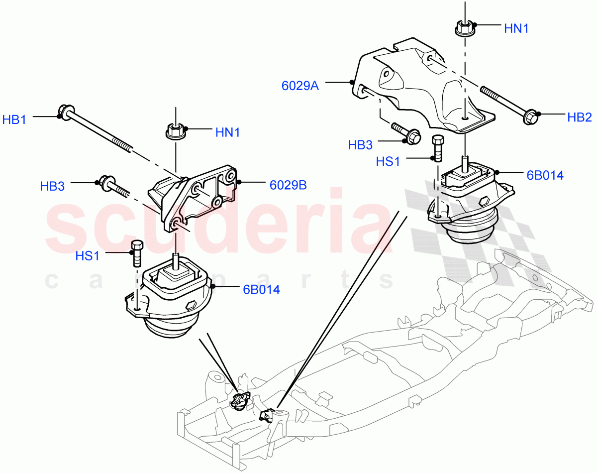 Engine Mounting (Cologne V6 4.0 EFI (SOHC)) ((V) FROMAA000001) of Land Rover Land Rover Discovery 4 (2010-2016) [2.7 Diesel V6]