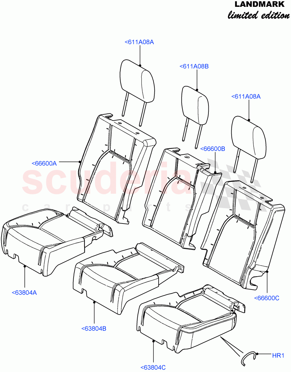 Rear Seat Covers (Landmark Limited Edition, With 35/30/35 Split Fold Rear Seat) ((V) FROMBA000001) of Land Rover Land Rover Discovery 4 (2010-2016) [3.0 DOHC GDI SC V6 Petrol]