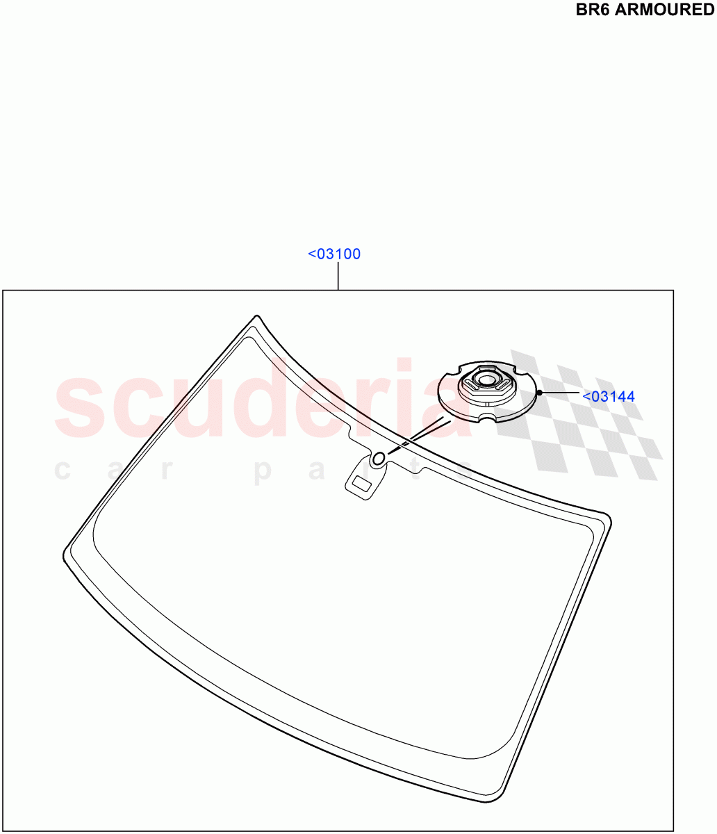 Windscreen/Inside Rear View Mirror (With B6 Level Armouring) ((V) FROMAA000001) of Land Rover Land Rover Range Rover (2010-2012) [5.0 OHC SGDI SC V8 Petrol]