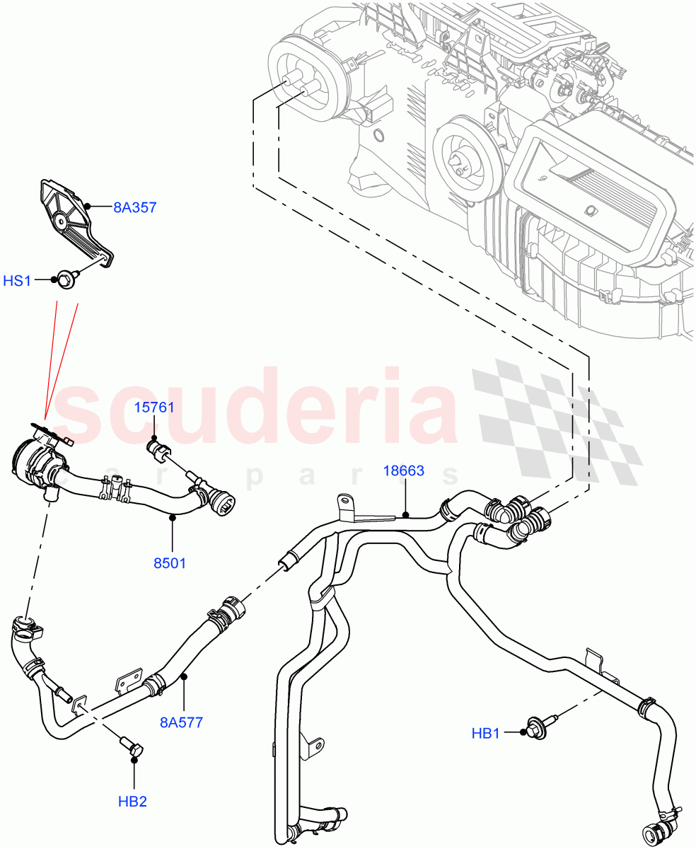 Heater Hoses (Front) (3.0L AJ20D6 Diesel High, Less Heater, Premium Air Conditioning-Front/Rear, With Ptc Heater) ((V) FROMLA000001) of Land Rover Land Rover Range Rover (2012-2021) [4.4 DOHC Diesel V8 DITC]