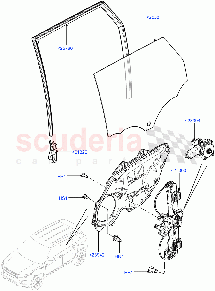 Rear Door Glass And Window Controls(5 Door,Halewood (UK)) of Land Rover Land Rover Range Rover Evoque (2012-2018) [2.0 Turbo Diesel]