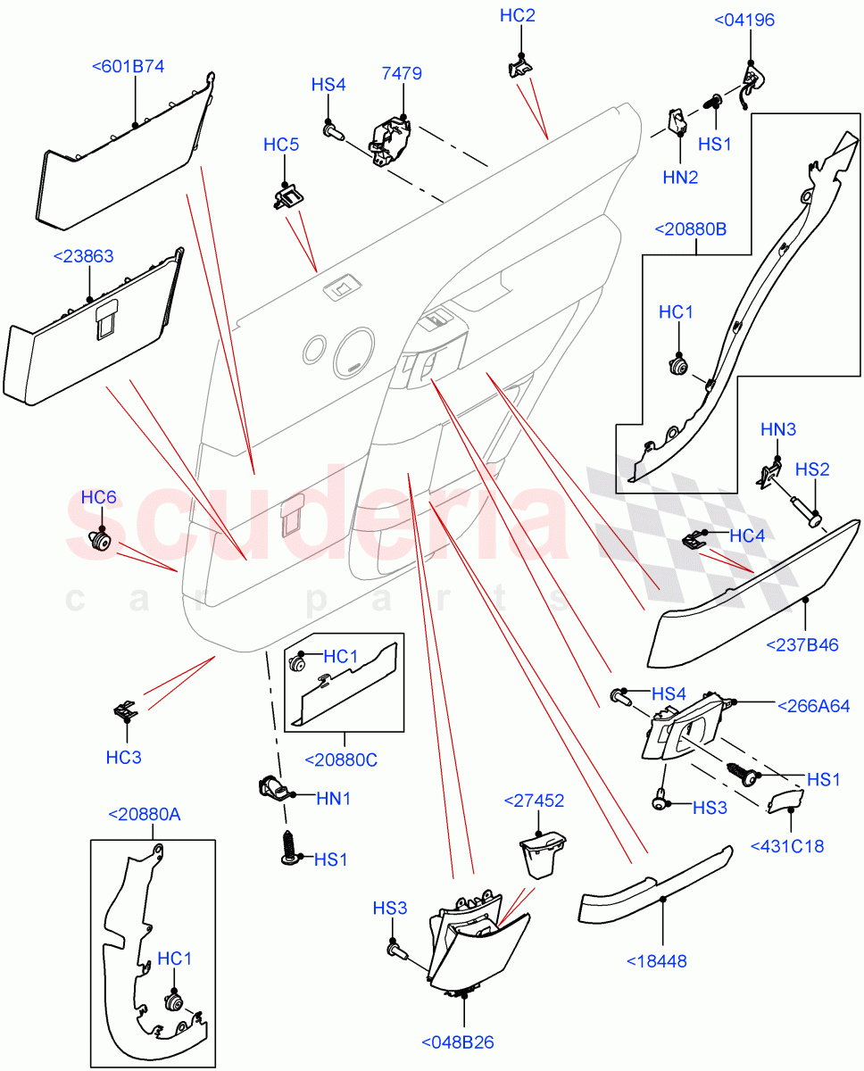 Rear Door Trim Installation(Finishers And Mouldings)(Long Wheelbase)((V)FROMEA000001,(V)TOHA999999) of Land Rover Land Rover Range Rover (2012-2021) [2.0 Turbo Petrol AJ200P]