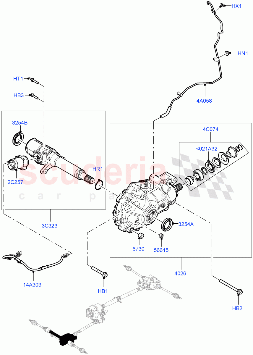 Front Axle Case (3.0L AJ20P6 Petrol High, 3.0L AJ20D6 Diesel High, 3.0L AJ20P6 Petrol PHEV) of Land Rover Land Rover Range Rover (2022+) [3.0 I6 Turbo Petrol AJ20P6]