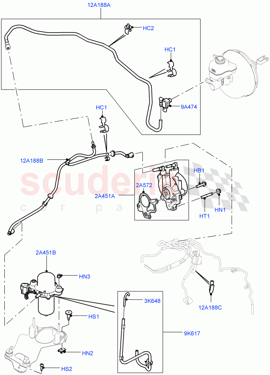 Vacuum Control And Air Injection(Vacuum Pump And Hoses)(3.0 V6 D Gen2 Twin Turbo,8 Speed Auto Trans ZF 8HP70 HEV 4WD,LHD,3.0 V6 D Gen2 Mono Turbo,3.0 V6 Diesel Electric Hybrid Eng)((V)FROMHA000001) of Land Rover Land Rover Range Rover (2012-2021) [3.0 Diesel 24V DOHC TC]