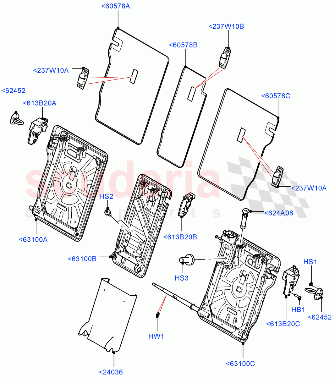 Rear Seat Back(With 40/20/40 Split Fold Rear Seat,Rr Seat 40/20/40 Fixed Cushion) of Land Rover Land Rover Defender (2020+) [2.0 Turbo Petrol AJ200P]