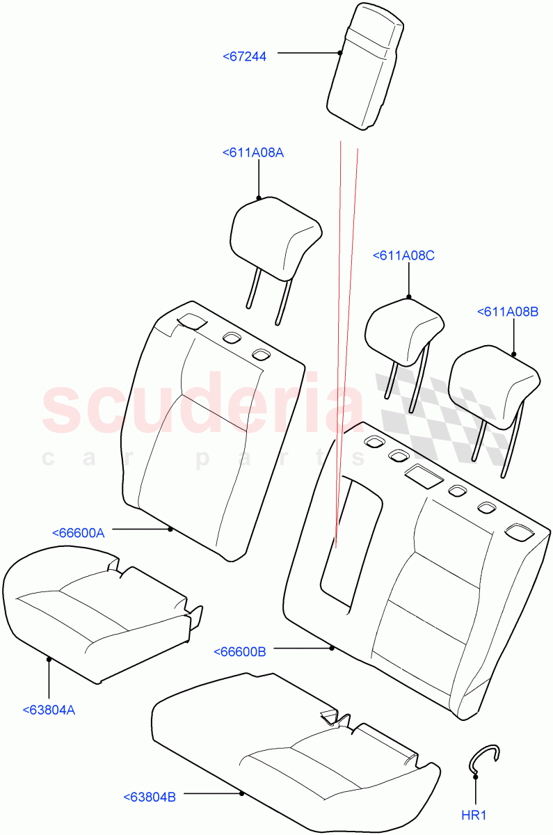 Rear Seat Covers(Taurus Leather Perforated,Changsu (China),With 60/40 Split - Folding Rr Seat)((V)FROMFG000001) of Land Rover Land Rover Discovery Sport (2015+) [2.0 Turbo Petrol AJ200P]