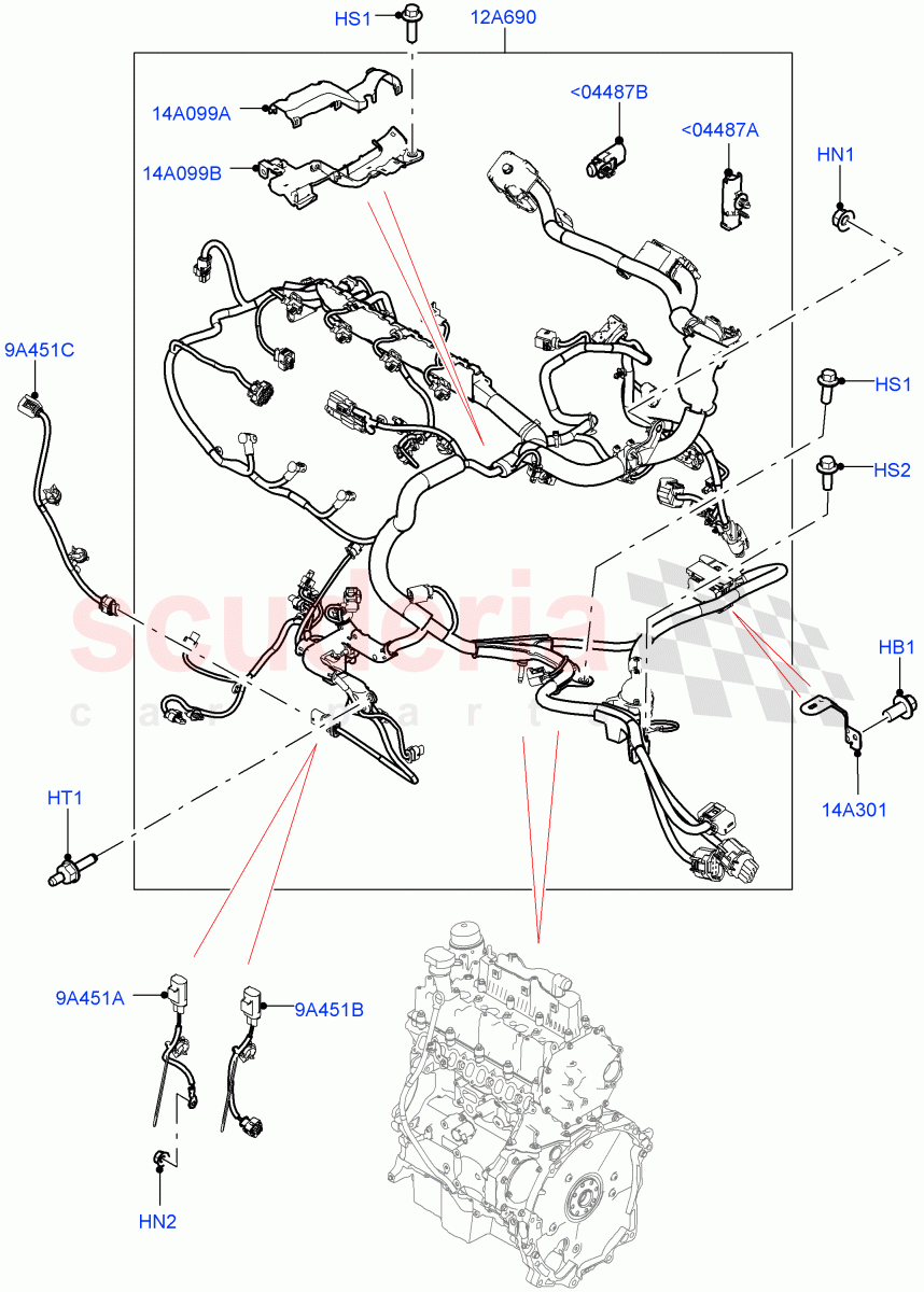 Electrical Wiring - Engine And Dash(Engine)(2.0L AJ20D4 Diesel LF PTA,9 Speed Auto Trans 9HP50,Halewood (UK),2.0L AJ20D4 Diesel Mid PTA,2.0L AJ20D4 Diesel High PTA)((V)FROMLH000001) of Land Rover Land Rover Discovery Sport (2015+) [2.0 Turbo Diesel AJ21D4]