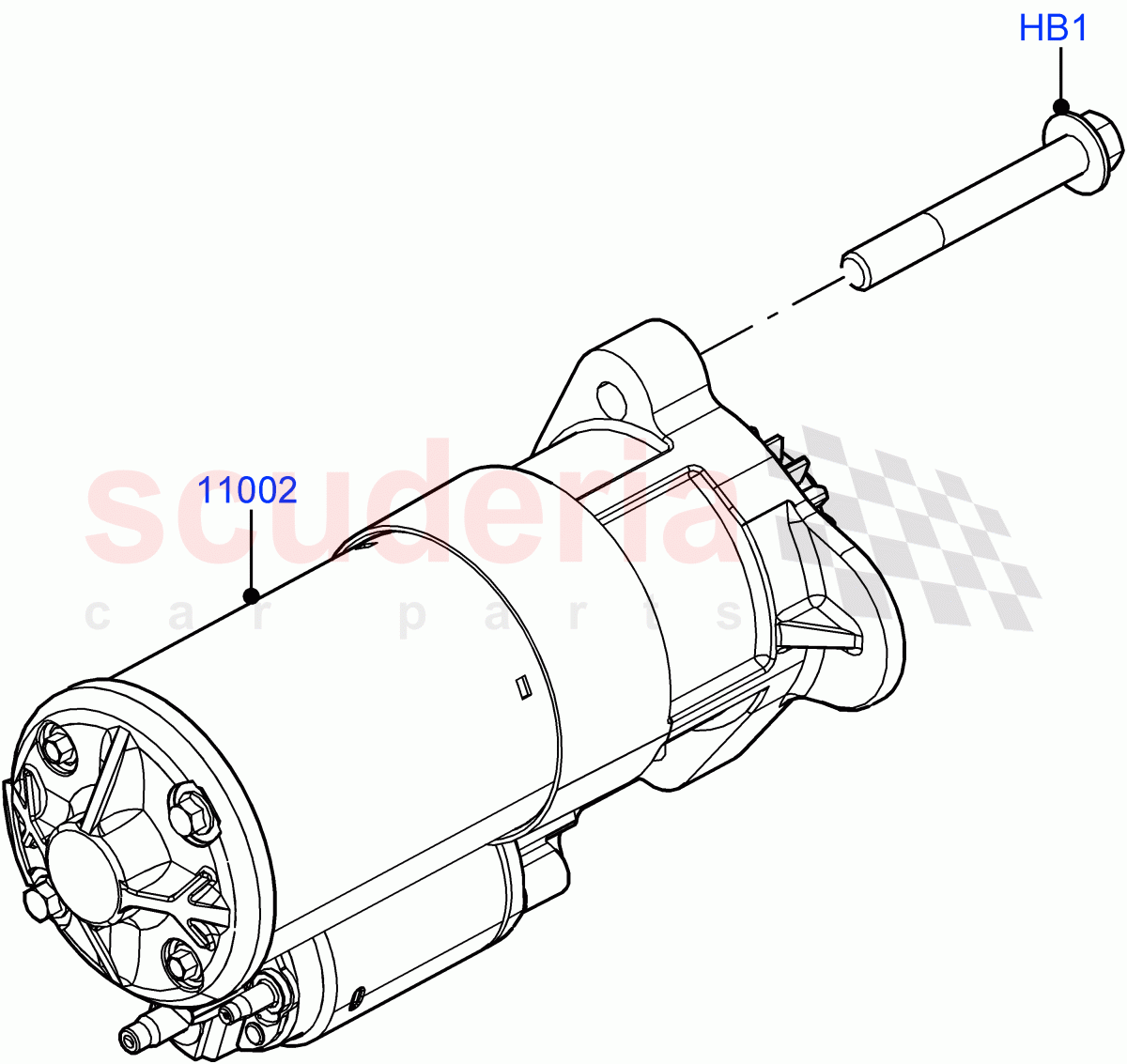 Starter Motor(2.0L AJ21D4 Diesel Mid)((V)FROMMA000001) of Land Rover Land Rover Range Rover Velar (2017+) [2.0 Turbo Diesel AJ21D4]