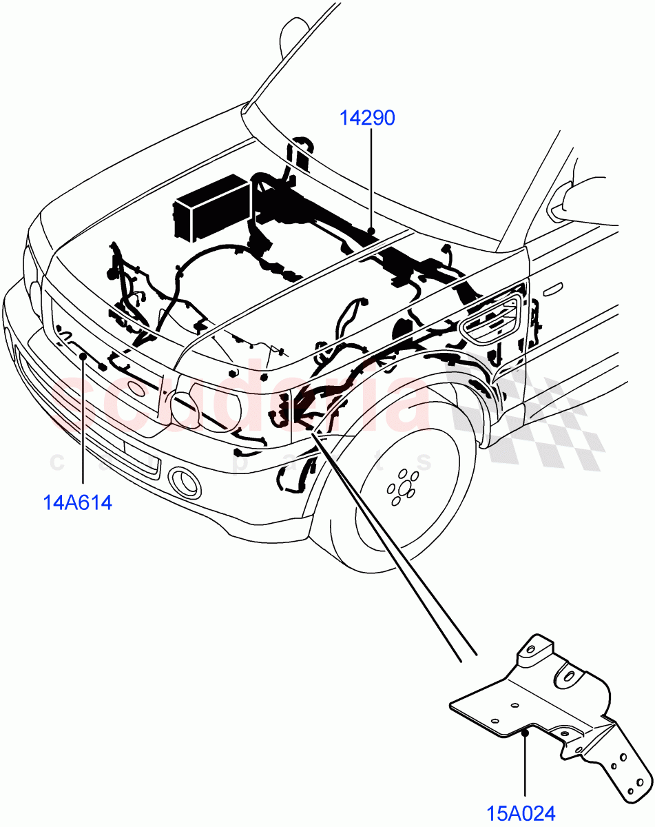 Electrical Wiring - Engine And Dash (Engine Compartment) ((V) FROMBA000001, (V) TOBA999999) of Land Rover Land Rover Range Rover Sport (2010-2013) [3.0 Diesel 24V DOHC TC]