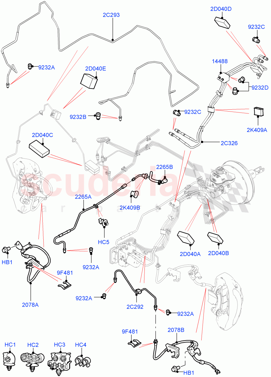 Front Brake Pipes(2.0L AJ200P Hi PHEV,LHD)((V)FROMJA000001) of Land Rover Land Rover Range Rover (2012-2021) [3.0 Diesel 24V DOHC TC]