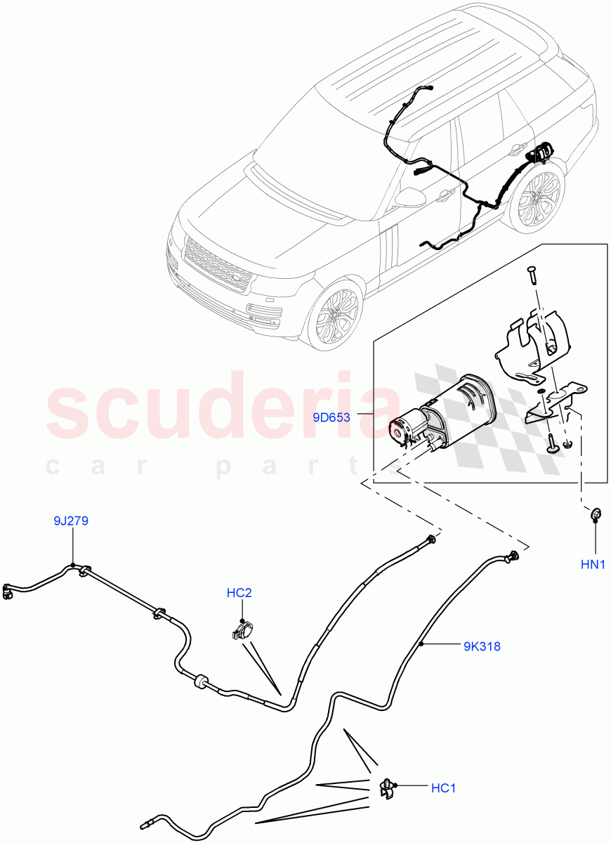 Fuel Lines (Rear, Except MENA Markets) (5.0L OHC SGDI SC V8 Petrol - AJ133, EU2, Stage V European Emissions, EU6 Emissions, Proconve L6 Emissions, 5.0 Petrol AJ133 DOHC CDA, Japan Requirements) of Land Rover Land Rover Range Rover (2012-2021) [5.0 OHC SGDI SC V8 Petrol]